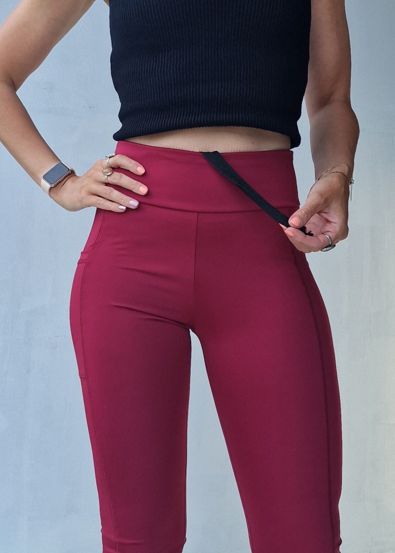 MadameLiz Long sports leggings | with side pocket | red wine