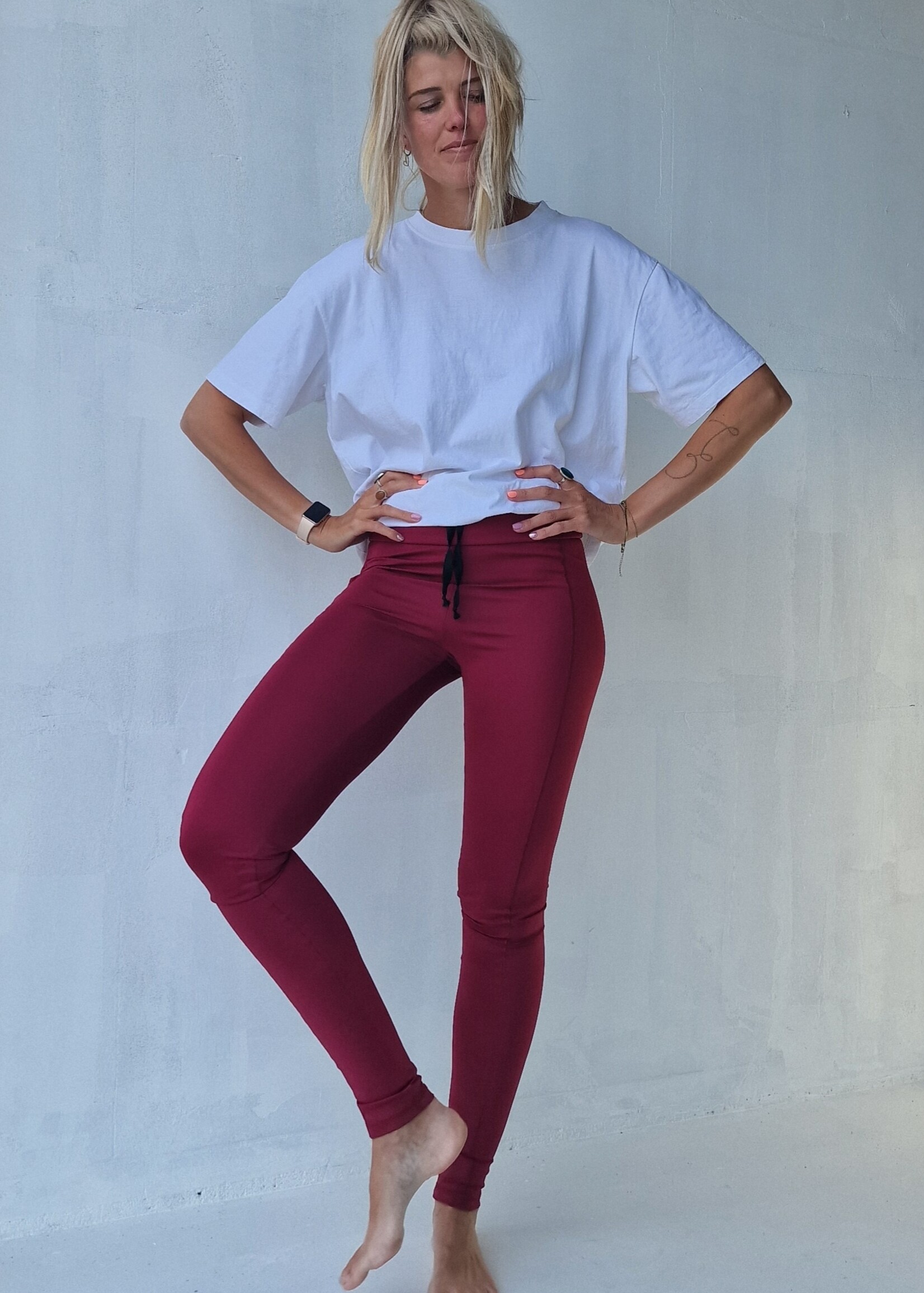 MadameLiz Long sports leggings | with side pocket | red wine