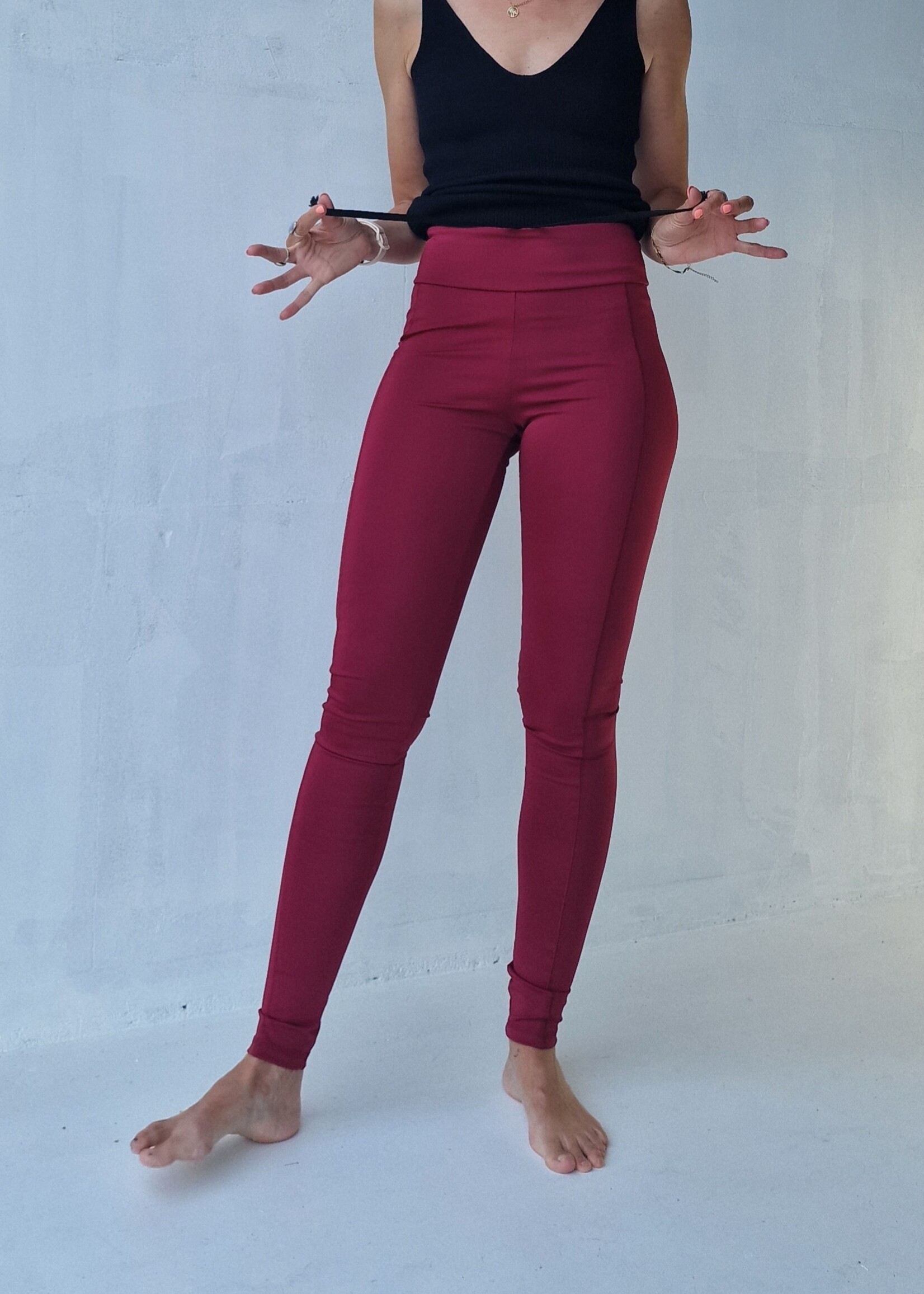 MadameLiz Long sports leggings | with side pocket | red wine