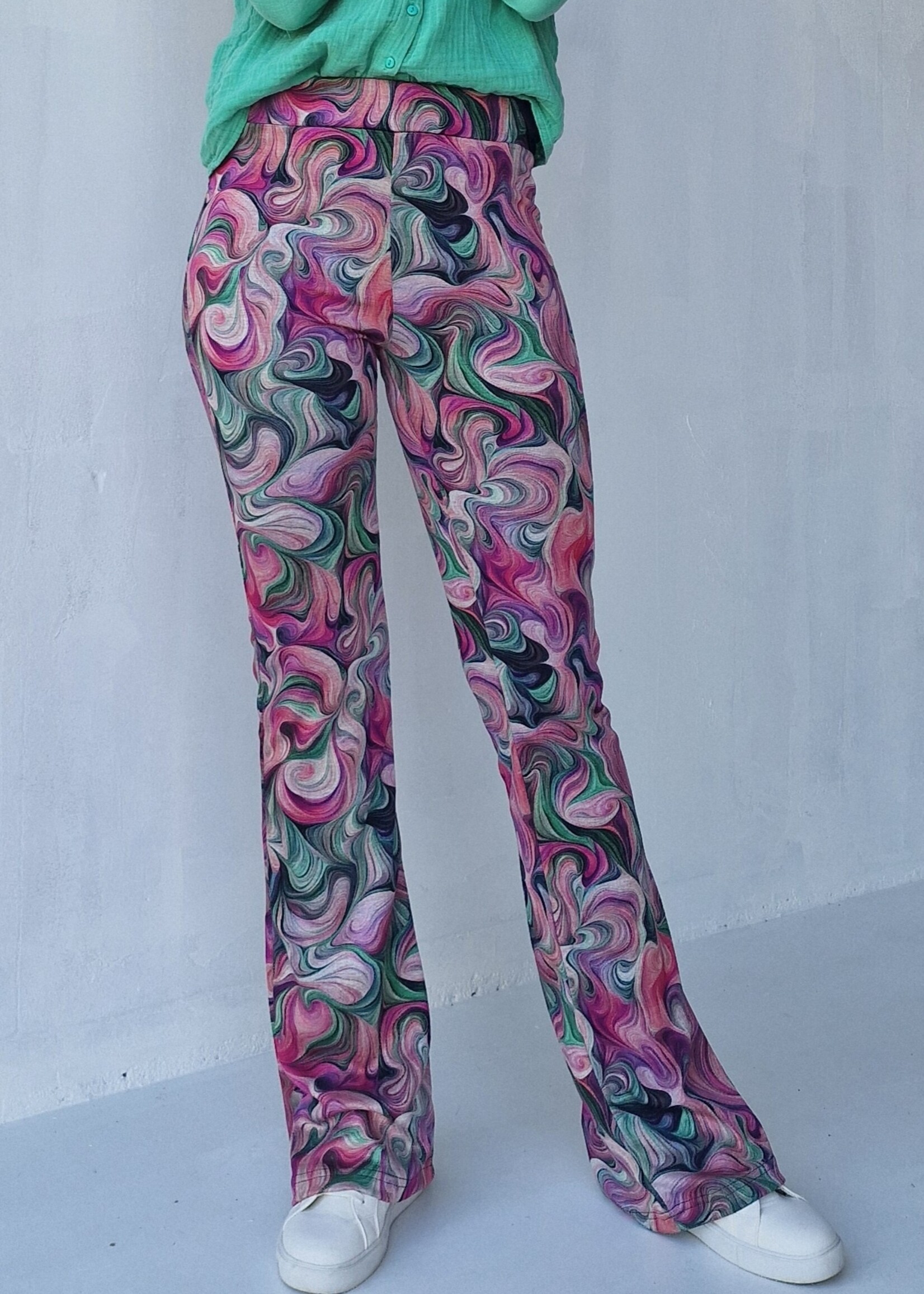 MadameLiz Flared pants | leopink print | tall | length 32, 34, 36