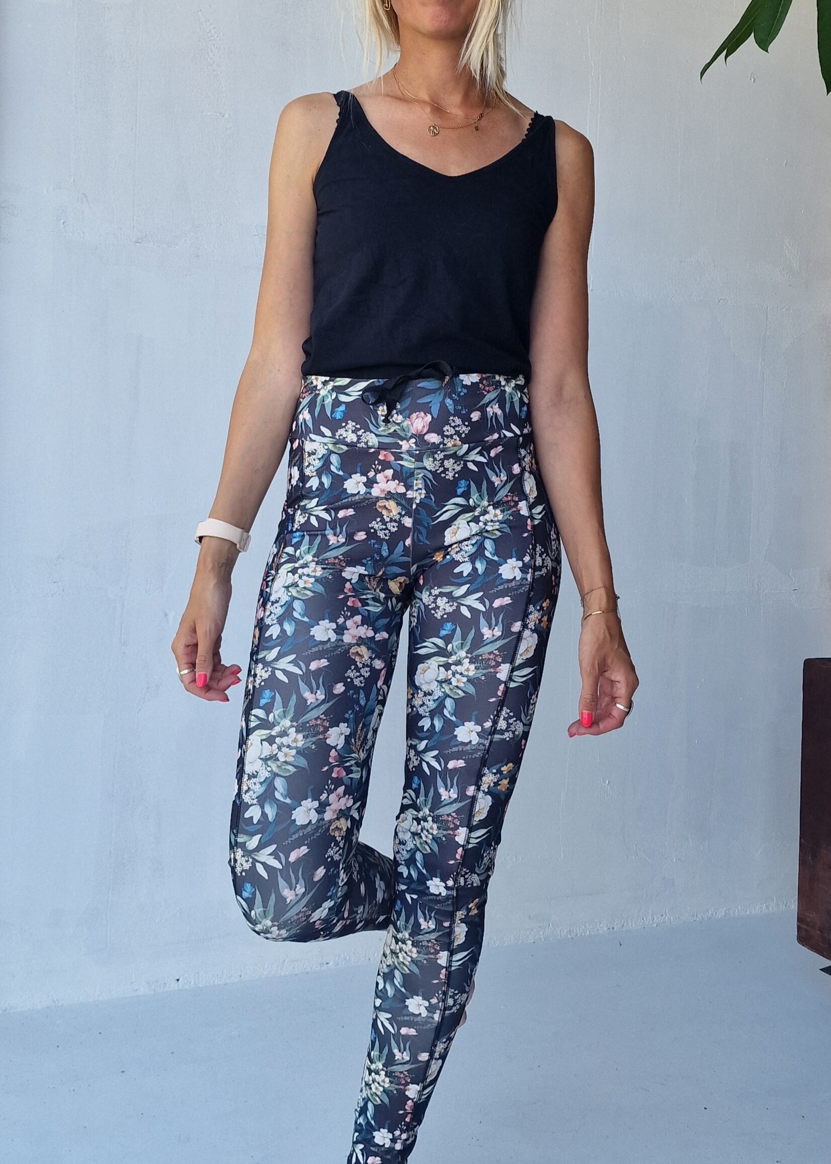 MadameLiz Sportlegging | bloemenprint | lengte 36 | extra lang