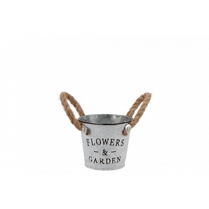 Zink-Übertopf rund mit Seil | 10x10cm