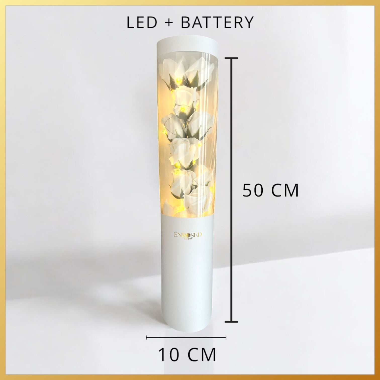 Weiße Rosen mit LED-Beleuchtung  Weiße Rosen mit LED-Beleuchtung