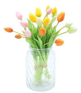 Zijden Bloemen boeketten in voorjaars kleuren