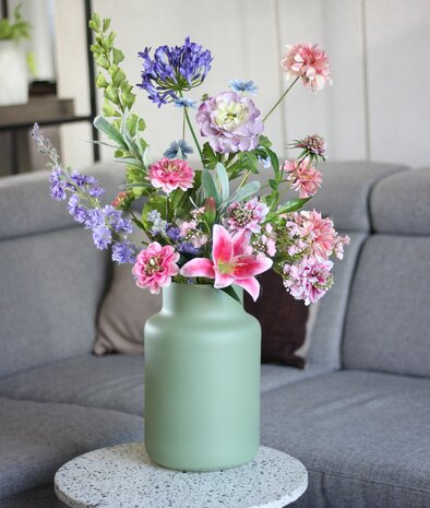 Vaas Glas Groen - Geschikt voor kunstbloemen - 30 cm