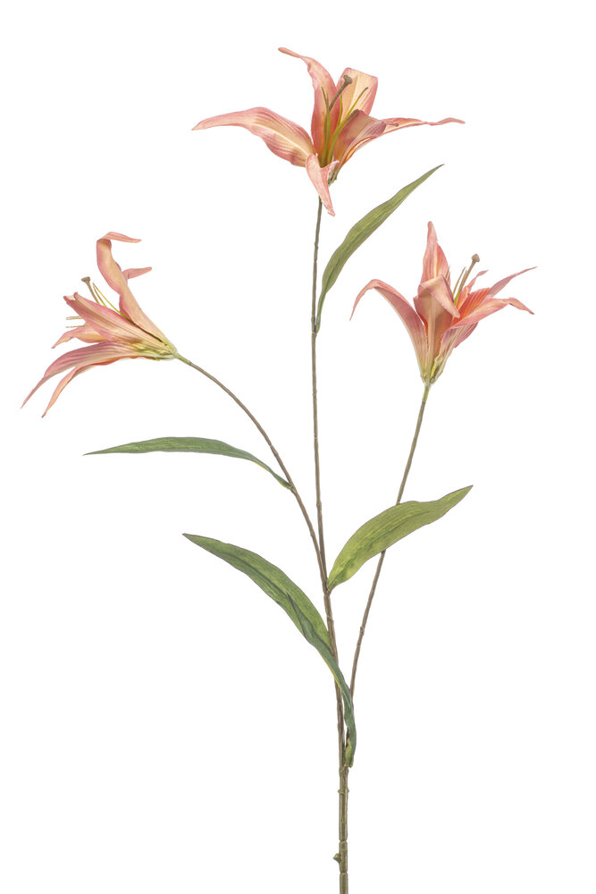 Zijden kunstbloem Koraal Lelie - 90 cm