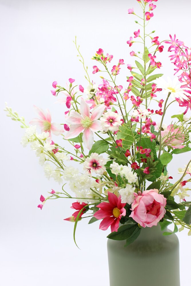 Zijden kunstbloemen boeket Pink Summer Zijden kunstbloemen boeket Pink Summer