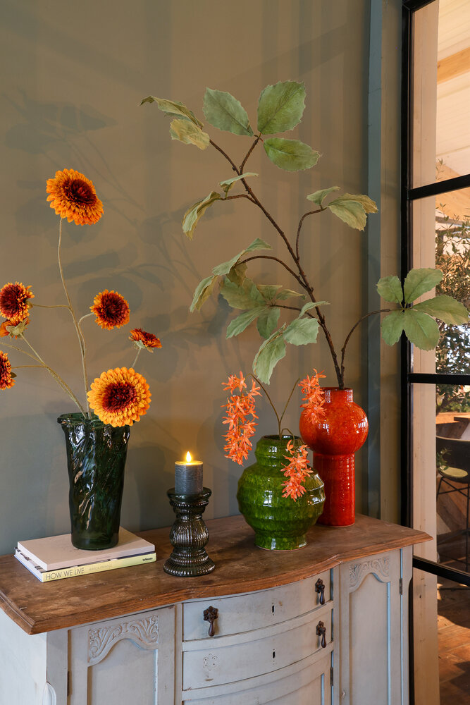 Vaas Nyla Groen - Geschikt voor kunstbloemen - 26 cm