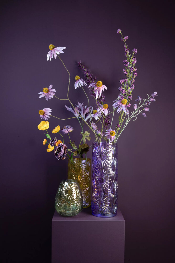 Vaas Serina Groen - Geschikt voor kunstbloemen -  25 cm