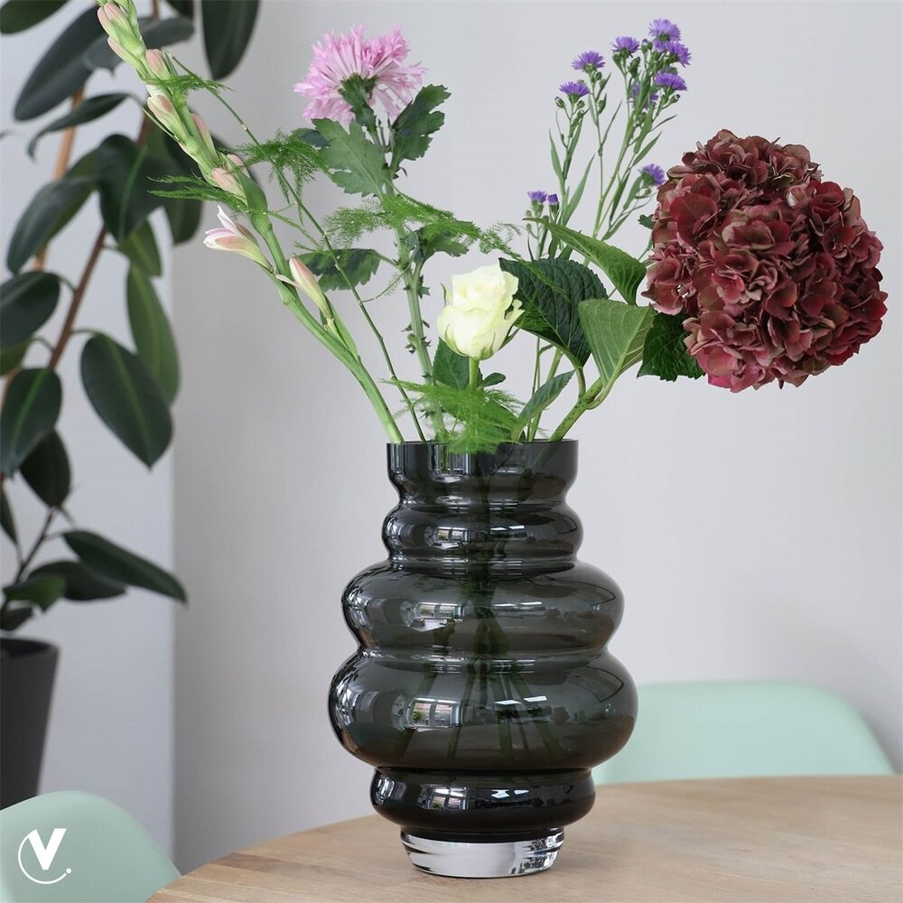 Vase of the world Vaas Maputo Grijs - Geschikt voor kunstbloemen - 30 cm