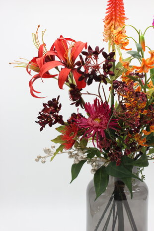 Zijden kunstbloemen boeket Warme Kerst