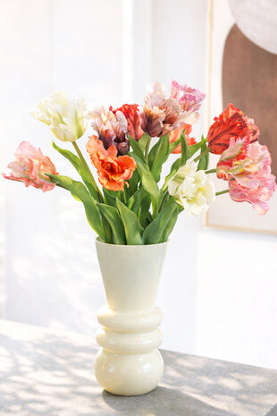 Zijden kunstbloemen boeket papegaai Tulpen