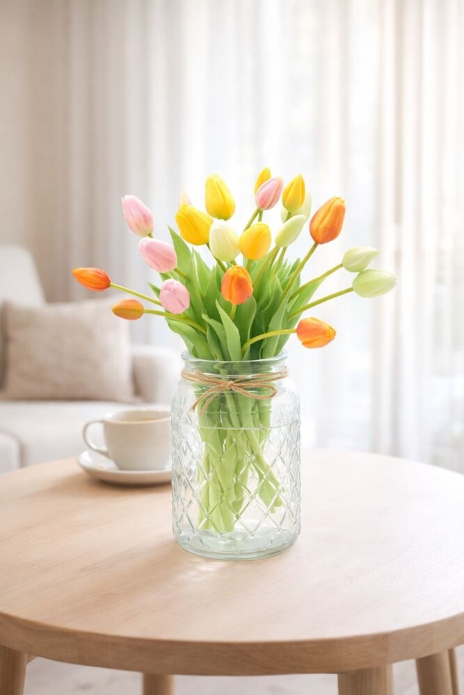 Zijden kunstbloemen boeket Triumph Tulpen