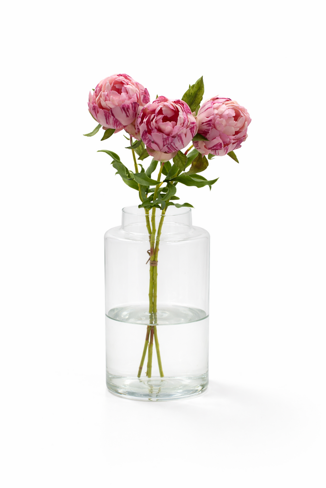 Zijden kunstbloem pioenroos per 3 - 63cm