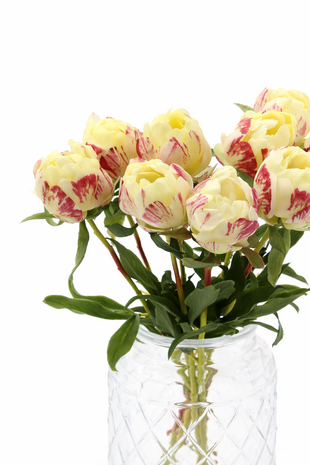 Zijden kunstbloem pioenroos per 3 - 48 cm