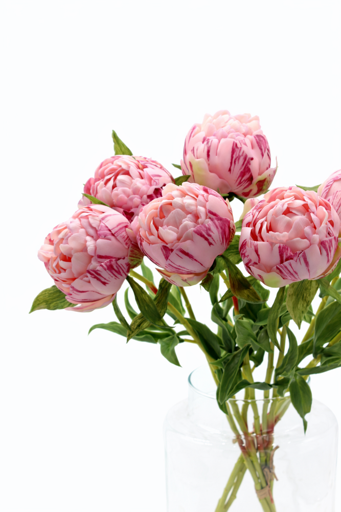 Zijden kunstbloem pioenroos per 3 - 63cm