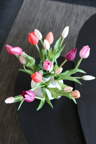 Kunstbloemen Boeketje tulpen met vaasje