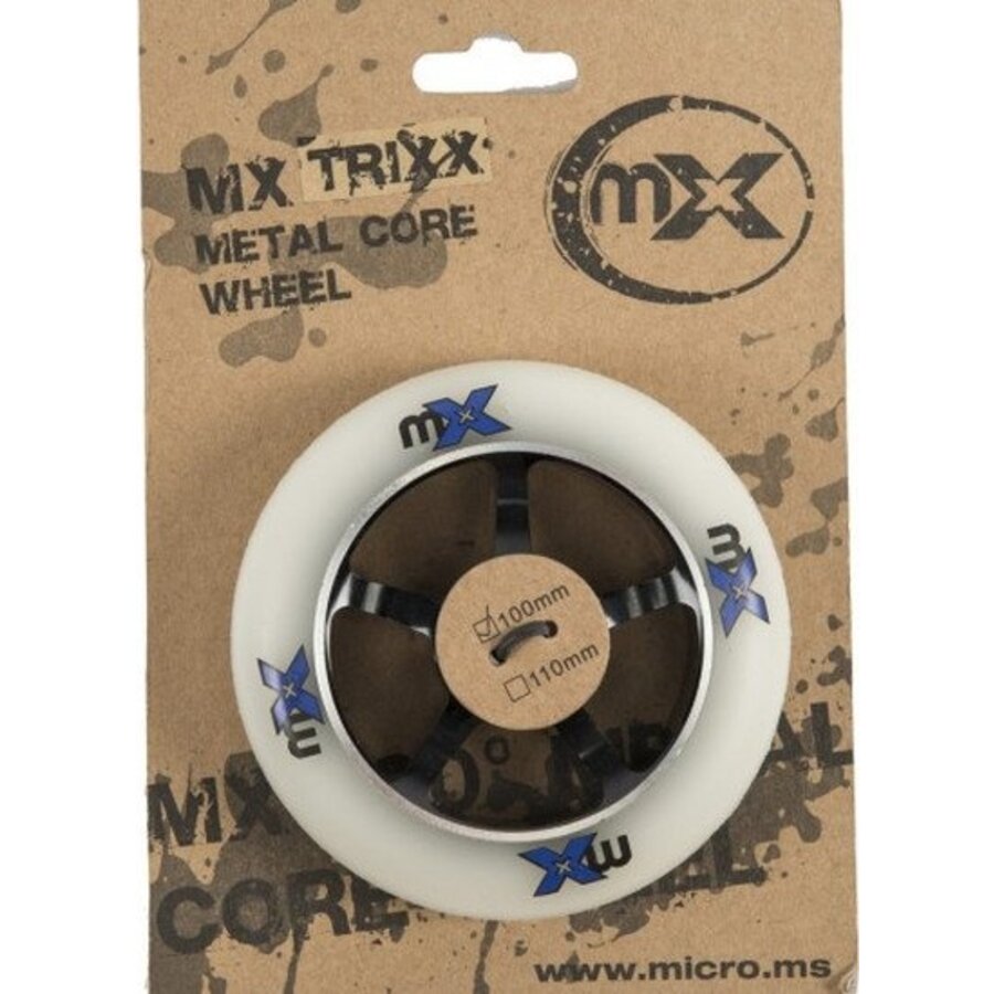 Micro MX 100m Metal Core Stuntwheel (MX1205) - white/black