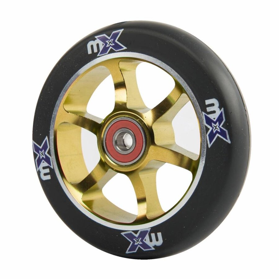 Micro MX 110mm Metal Core stuntwiel (MX1214) - zwart/goud