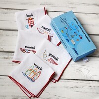 Yumbox Serviettes de table - en coton avec illustrations brodées