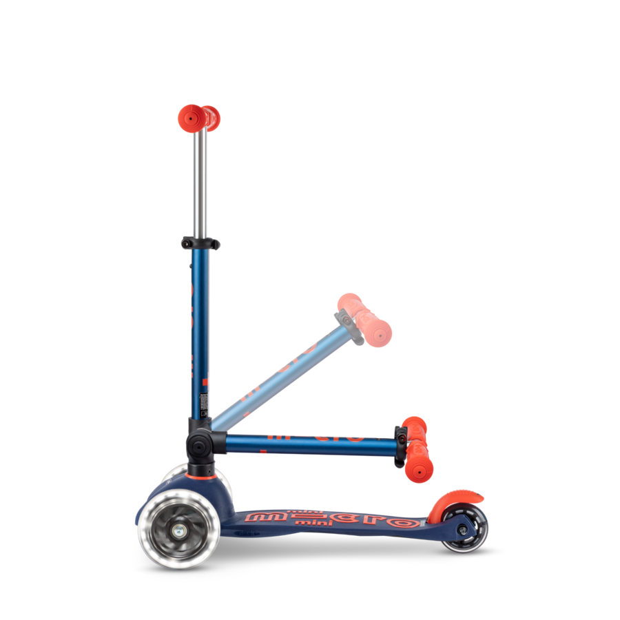 Mini Micro scooter Deluxe foldable LED - 3-wheel children's scooter - Navy Blue