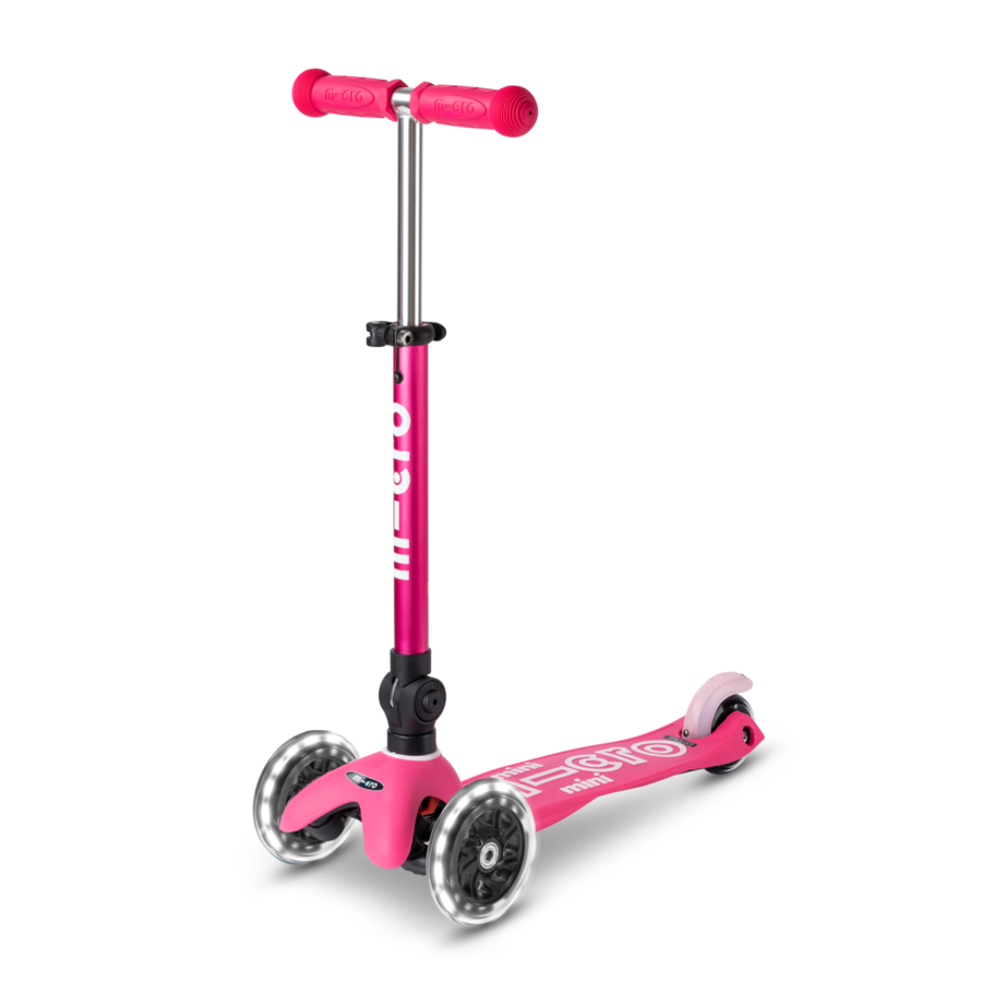 Mini Micro step Deluxe inklapbaar LED - 3-wiel kinderstep - Roze