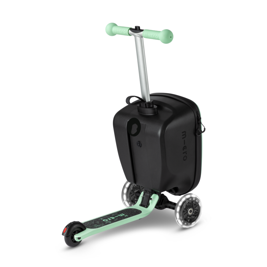 Micro Luggage Junior LED - valise trottinette des enfants 3 roues - Menthe