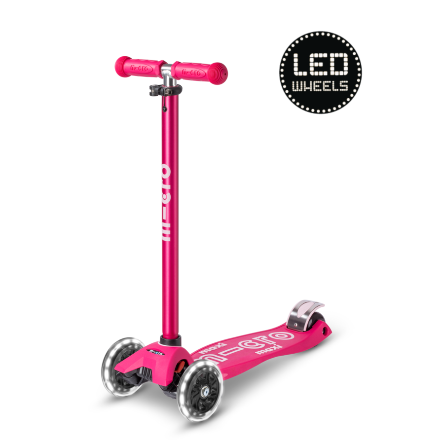 Maxi Micro step Deluxe LED - 3-wiel kinderstep - Roze
