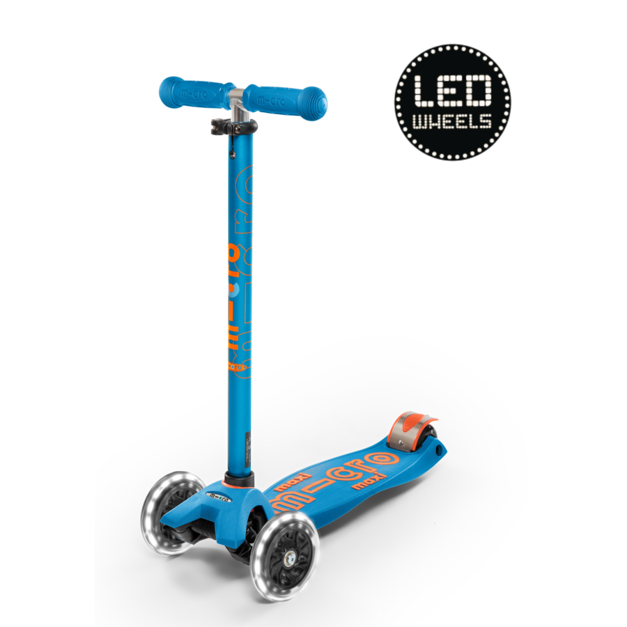 Trottinette Maxi Micro Deluxe LED - trottinette enfant 3 roues - Bleu Caraïbes