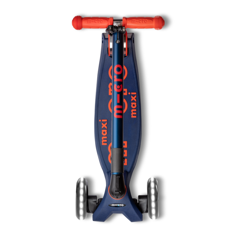 Maxi Micro scooter Deluxe foldable LED - 3-wheel children's scooter - Navy Blue