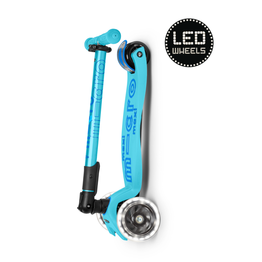 Trottinette Maxi Micro Deluxe pliable LED - trottinette enfant 3 roues - Bleu