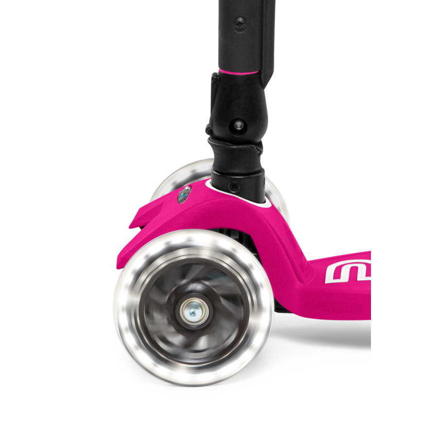 Maxi Micro scooter Deluxe foldable LED - 3-wheel children's scooter - Neon Pink