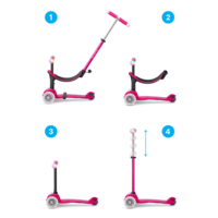 Micro Mini2Grow scooter Deluxe Magic LED - 3-wheel children's scooter - 4in1 - Pink