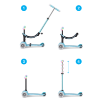 Micro Mini2Grow scooter Deluxe Magic LED - 3-wheel children's scooter - 4in1 - Blue