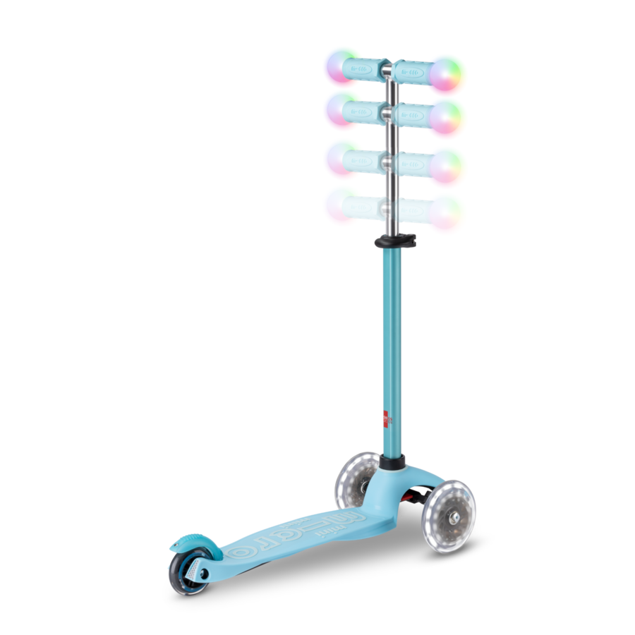 Trottinette Micro Mini2Grow Deluxe Magic LED - trottinette enfant 3 roues - 4en1 - Bleu