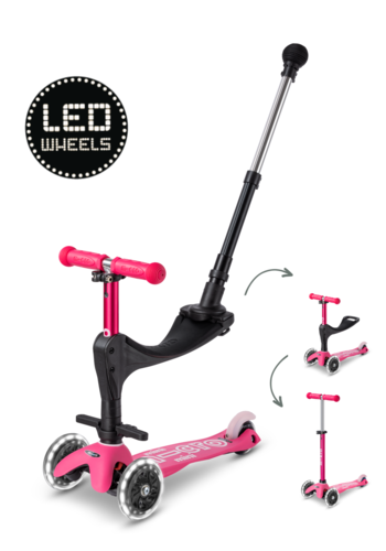 Micro Trottinette Mini Micro 3en1 Deluxe Push LED Rose