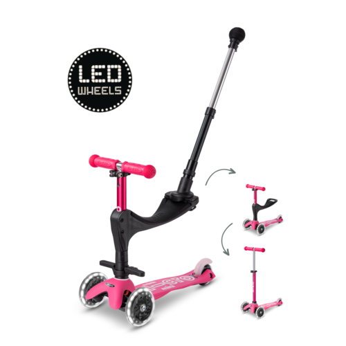 Micro Mini Micro 3in1 step Deluxe Push LED roze