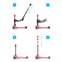 Trottinette Mini Micro Deluxe Push LED - trottinette enfant 3 roues - 3en1 - Rose