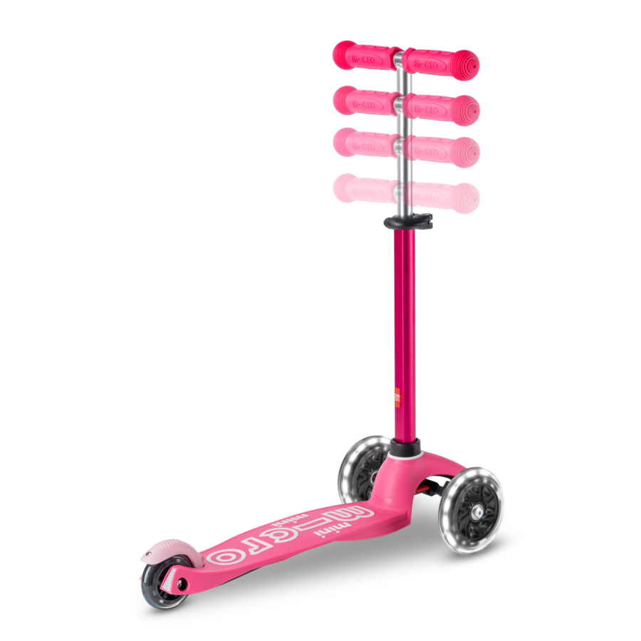 Mini Micro scooter Deluxe Push LED - 3-wheel children's scooter - 3in1 - Pink