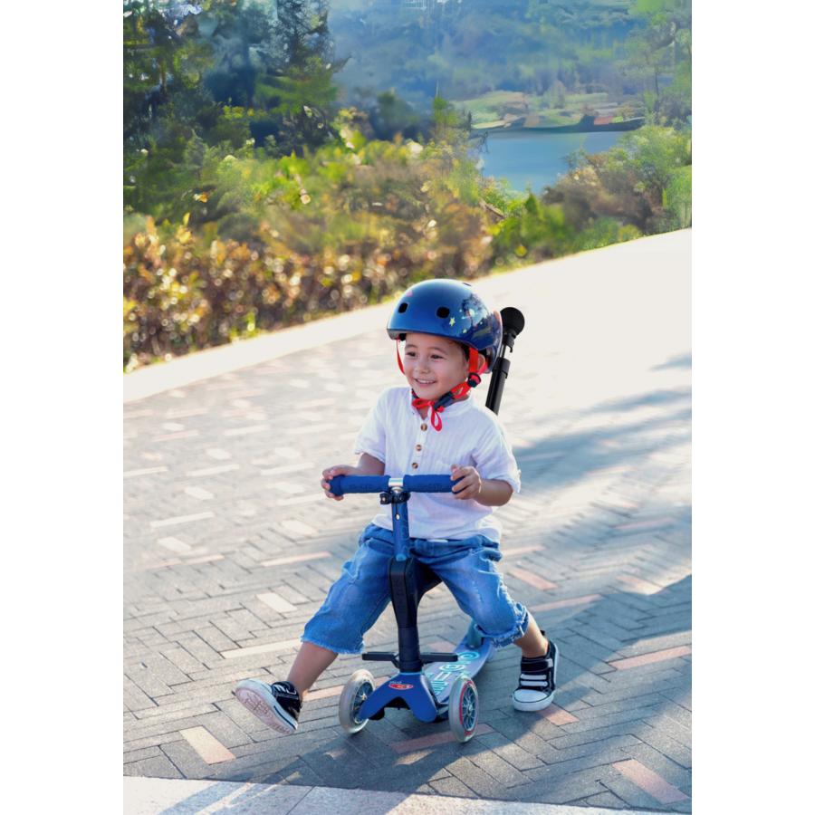 Mini Micro scooter Deluxe Push LED - 3-wheel children's scooter - 3in1 - Blue