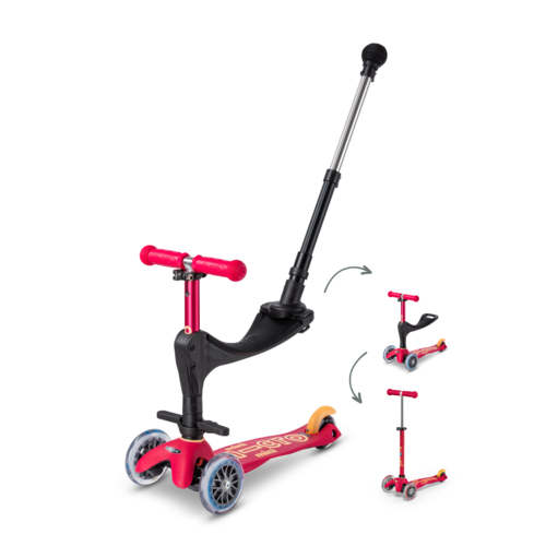 Micro Trottinette Mini Micro 3en1 Deluxe Push Rose Rubis