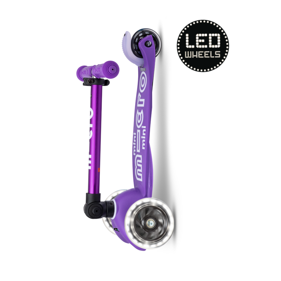 Mini Micro scooter Deluxe foldable LED - 3-wheel children's scooter - Purple