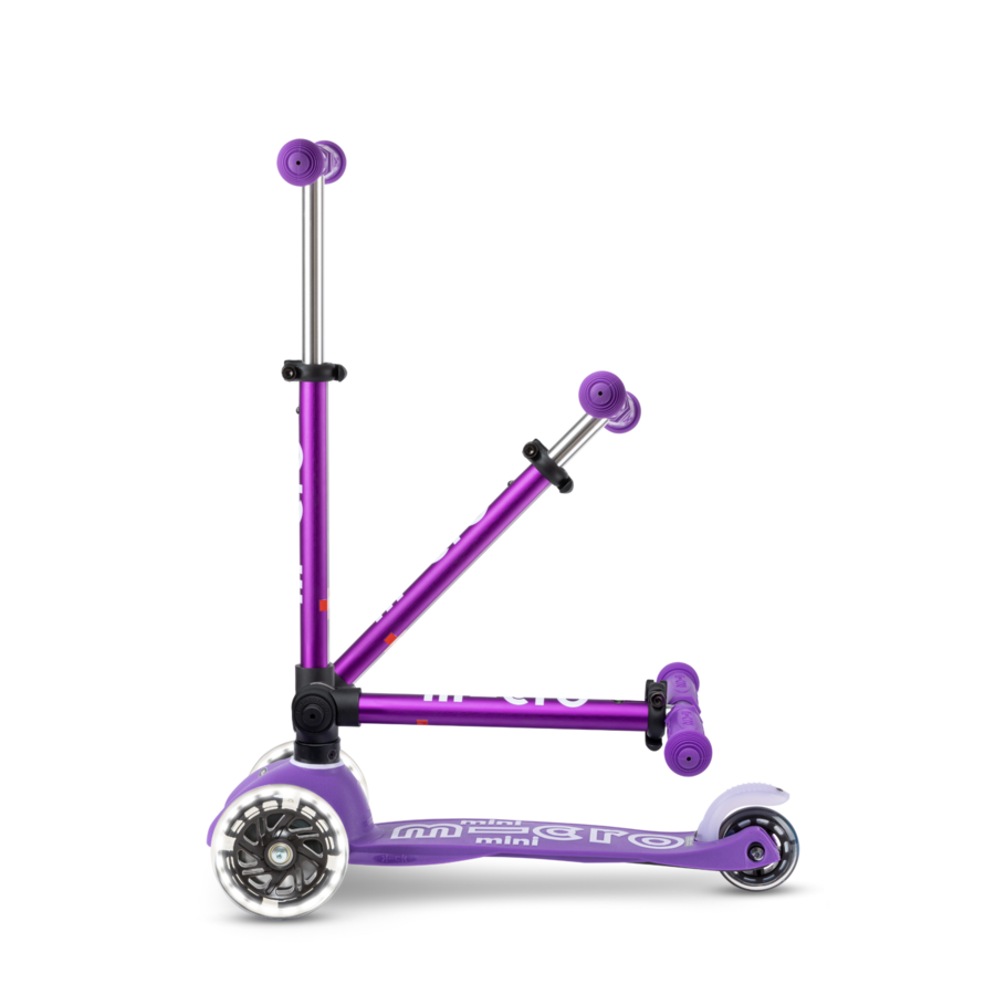 Mini Micro scooter Deluxe foldable LED - 3-wheel children's scooter - Purple