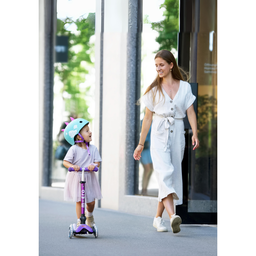 Mini Micro scooter Deluxe foldable LED - 3-wheel children's scooter - Purple