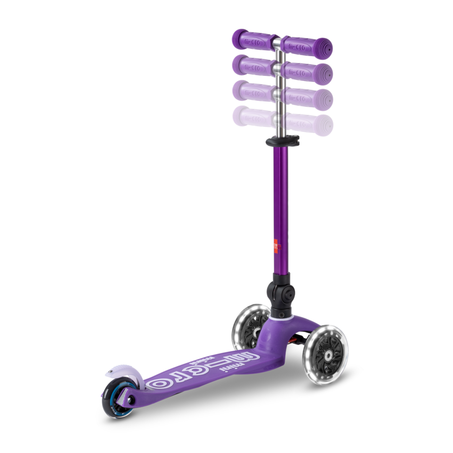 Mini Micro scooter Deluxe foldable LED - 3-wheel children's scooter - Purple