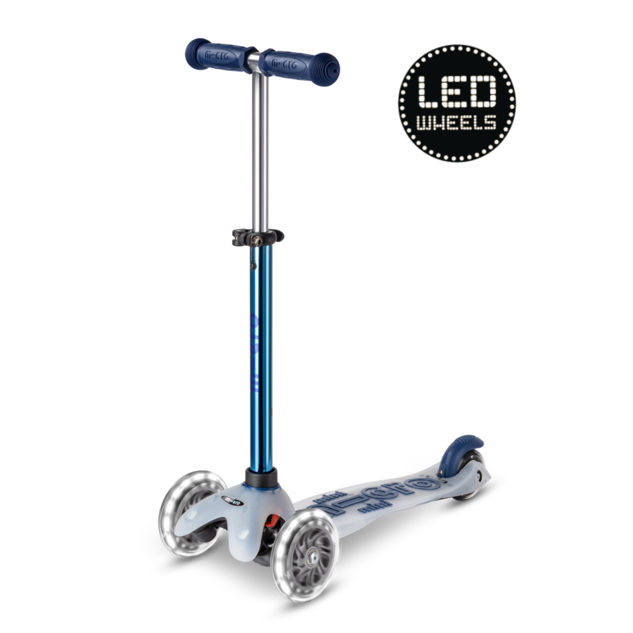 Mini Micro scooter Deluxe Flux Neochrome LED - 3-wheel children's scooter - Navy