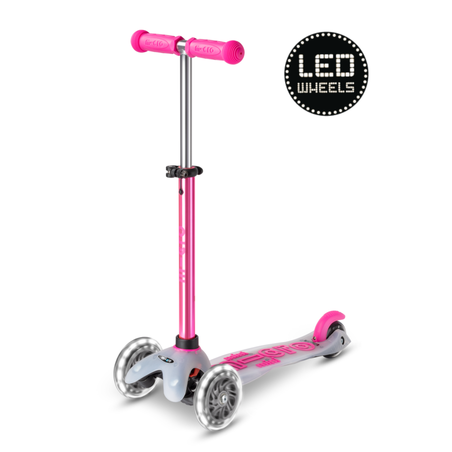 Mini Micro scooter Deluxe Flux Neochrome LED - 3-wheel children's scooter - Pink