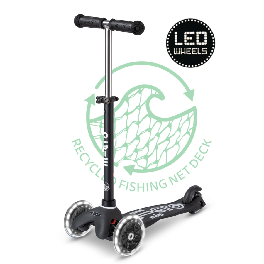 Mini Micro scooter Deluxe ECO LED - 3-wheel children's scooter - Black