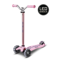 Trottinette Maxi Micro Deluxe Pro LED - trottinette enfant 3 roues - Rose