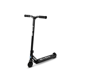 MUWO Halfpipe Stunt Scooter - Robuster Tretroller Für Action Und Tricks Mit Rutschfester Trittflaeche Flexibler Rueckradbremse Und 360 Lenkung Schwarz